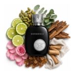 Fondo con ingredientes del perfume 25 Experience Khadlaj Eau de Parfum
