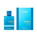 Frasco y caja Amber_Oud_Aqua_Dubai_Al_Haramain_Extrait_de_Parfum_Unisex_con_su_caja