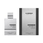 Frasco y caja de Amber Oud Carbon Edition Al Haramain Eau de Parfum Para Hombre