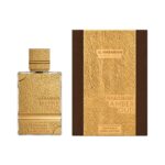 Caja y botella de Amber Oud Gold 999.9 Dubai Edition Al Haramain Eau de Parfum