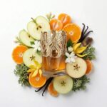 Dalal Lattafa Eau de Parfum Para Mujer con fondo de ingredientes