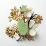Eclaire Pistache Lattafa Eau de Parfum Unisex con fondo de ingredientes
