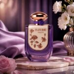 Fleurie Violette Riiffs Eau de Parfum con fondo de rosas