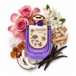 Fleurie Violette Riiffs Eau de Parfum con fondo de ingredientes