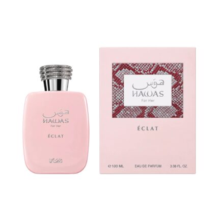 Botella y caja de Hawas Éclat Rasasi Eau de Parfum