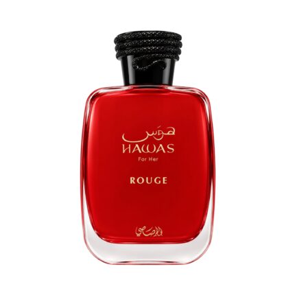 Botella roja de Hawas Rouge Rasasi Eau de Parfum