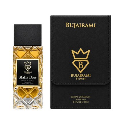 Caja y botella de Mafia Boss Bujairami Extrait de Parfum