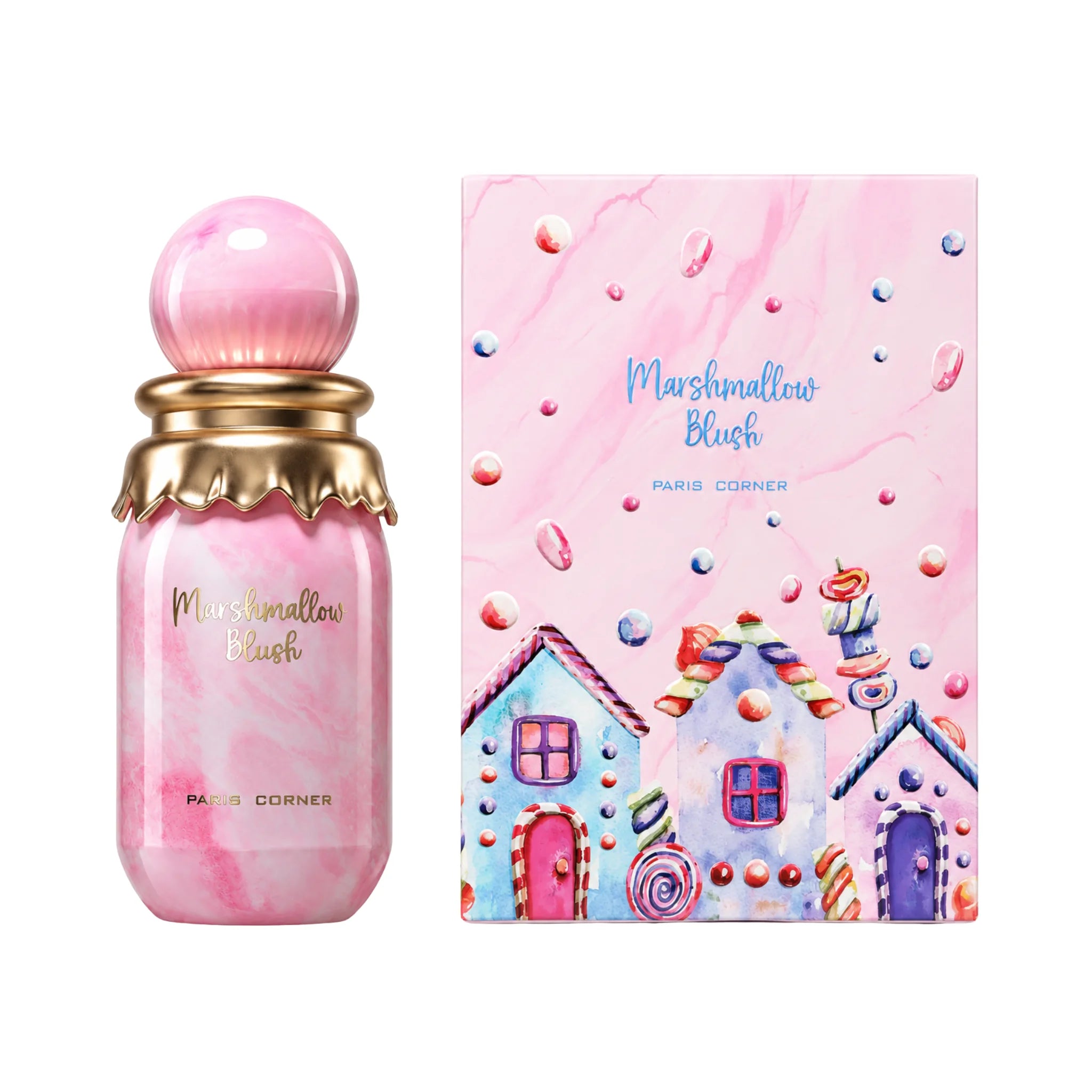 Caja y botella de Marshmallow Blush Paris Corner Eau de Parfum