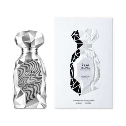 Caja y botella de Marwa Extrait Arabiyat Prestige Extrait de Parfum