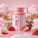 Odyssey Candee Armaf Eau de Parfum Para Mujer con fondo de fresas