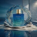 Pacific Aura Rayhaan Eau de Parfum Para Hombre con fondo creativo de mar