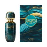 Caja y botella de Ramad Earthy Arabiyat Prestige Extrait de Parfum