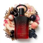 Supremacy Tapis Rouge Afnan Eau de Parfum con fondo de ingredientes blanco
