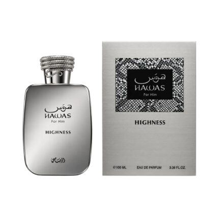 Frasco y caja de Hawas Highness Rasasi Eau de Parfum
